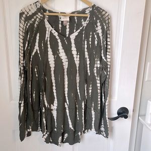 Knox Rose Size L Raw Hem Ribbed Tie-Dye Top